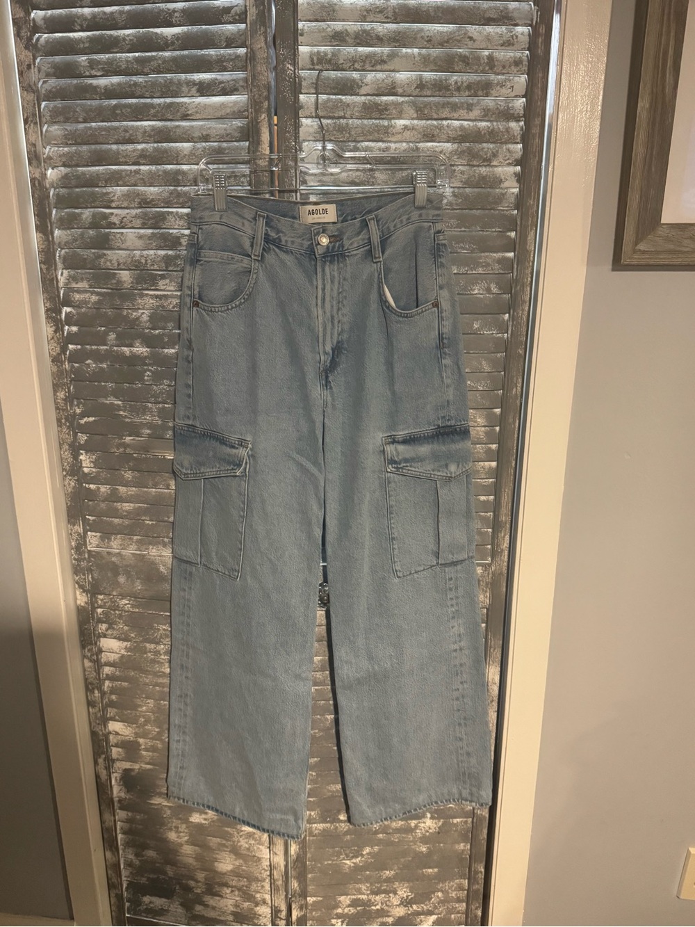Agolde Light Wash Cargo Wide-Leg Jeans Size 25